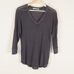 XCVI Wearables Mesh Fira Knit Sheer Pullover Nebulous Pigment 3/4 Sleeve Top XS